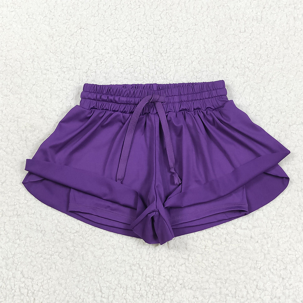 SS0602 Purple kids girls activewear summer yoga shorts D 5.16