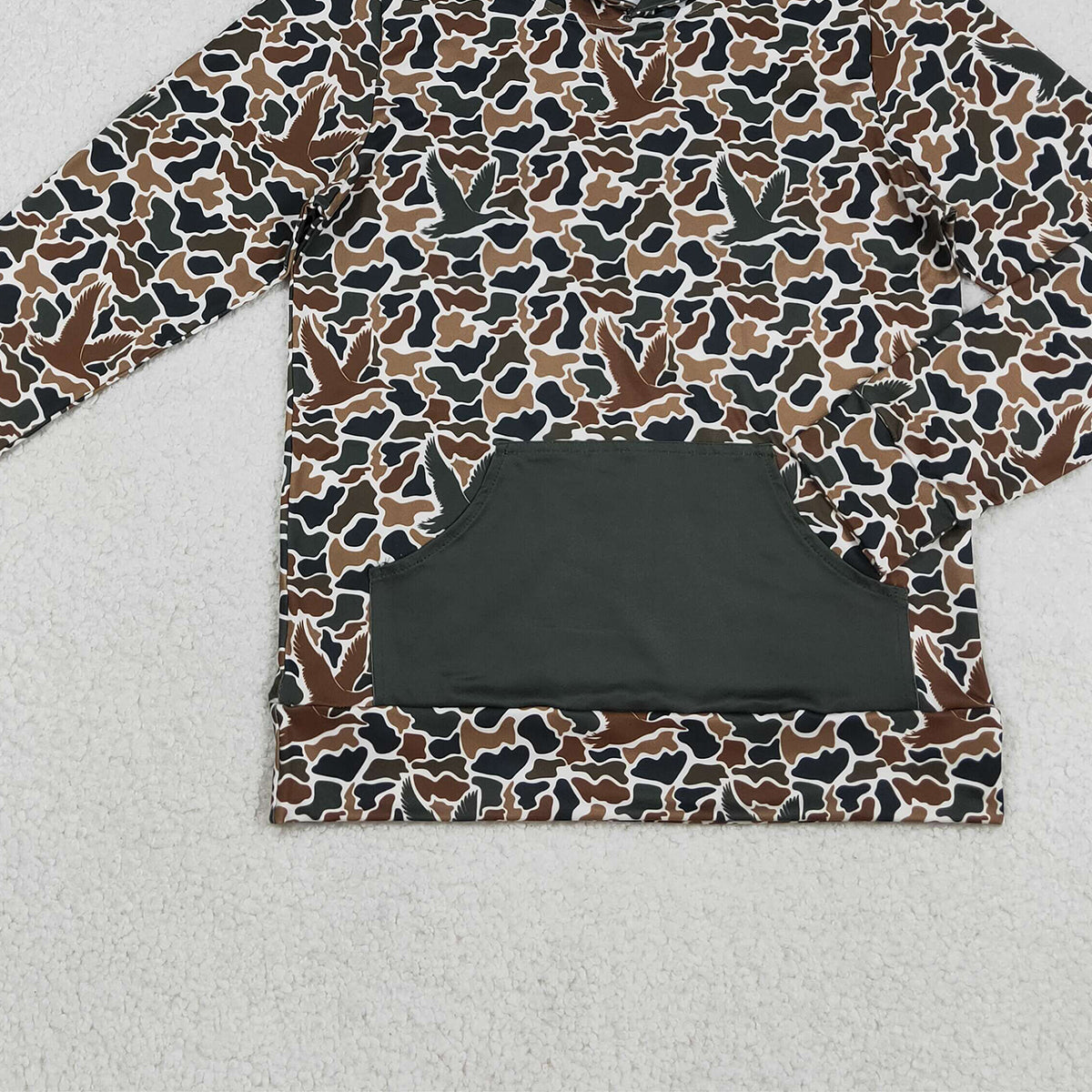 Adult Men's Dark Brown Ducks Camouflage Hoodie with Pocket Southern Hunting Top