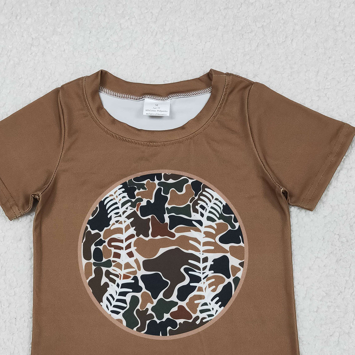 Baby Girls Dark Brown Camouflage Baseball Top And Shorts Set Cute Team Outfit for Little Ones