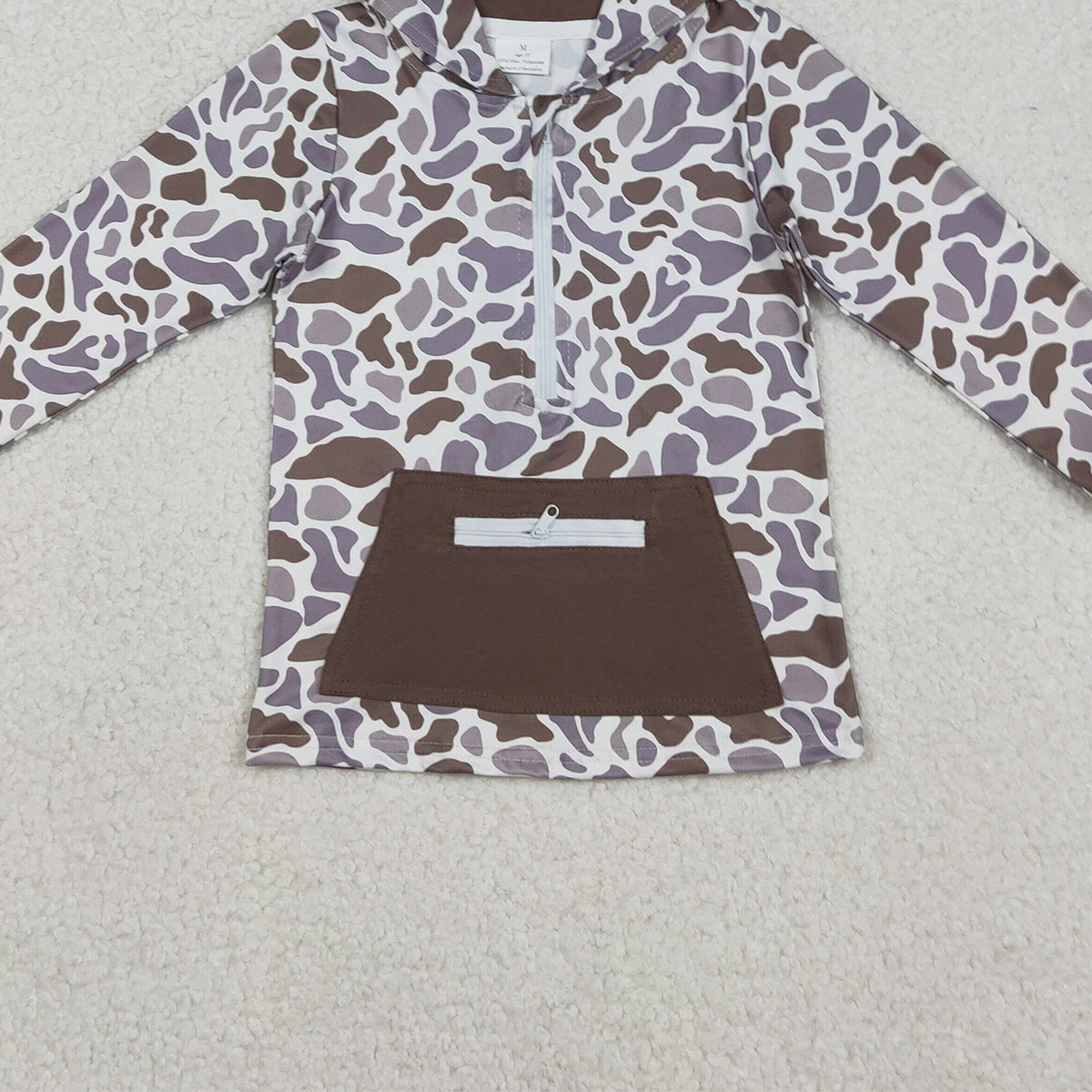 Baby Boys Southern Grey Camo Zipper Hoodie Top with Pockets for Comfortable Wear