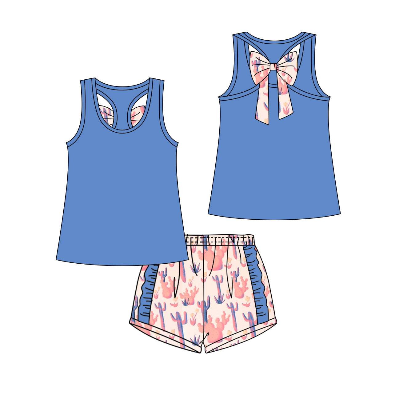 Custom baby girls short sleeve set 4323