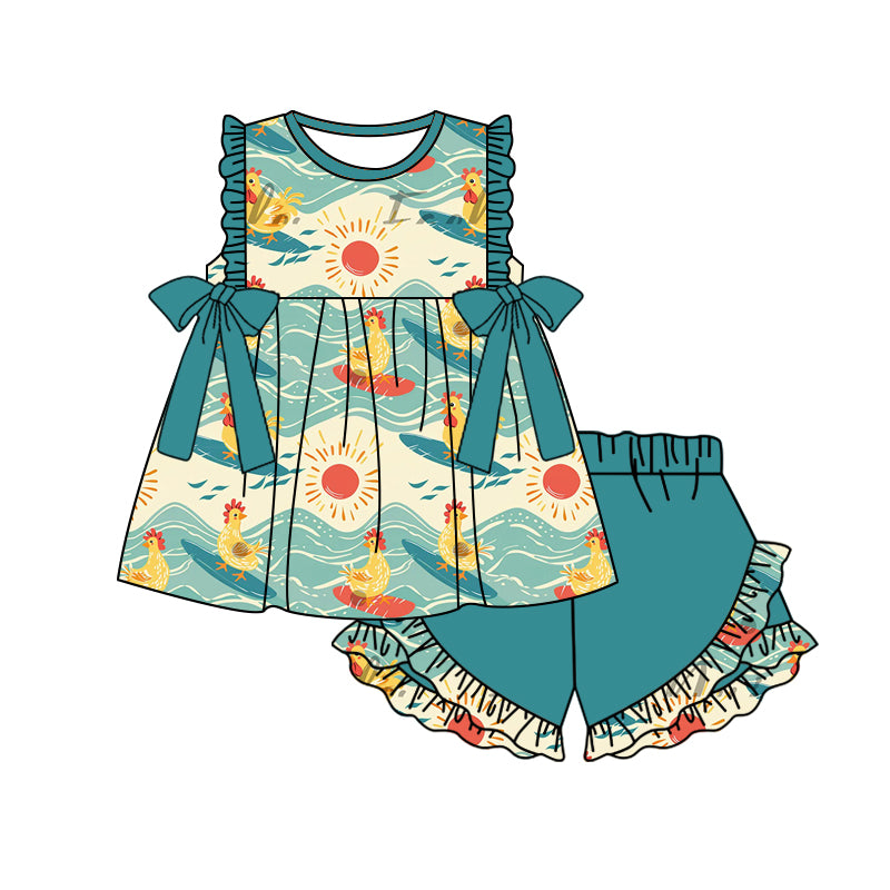 Custom baby girls short sleeve set 4325