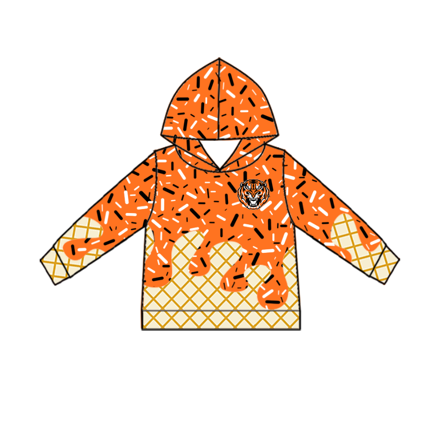 Custom Baby Kids TigersTeam Zip Hooded Pullovers Tops D 825