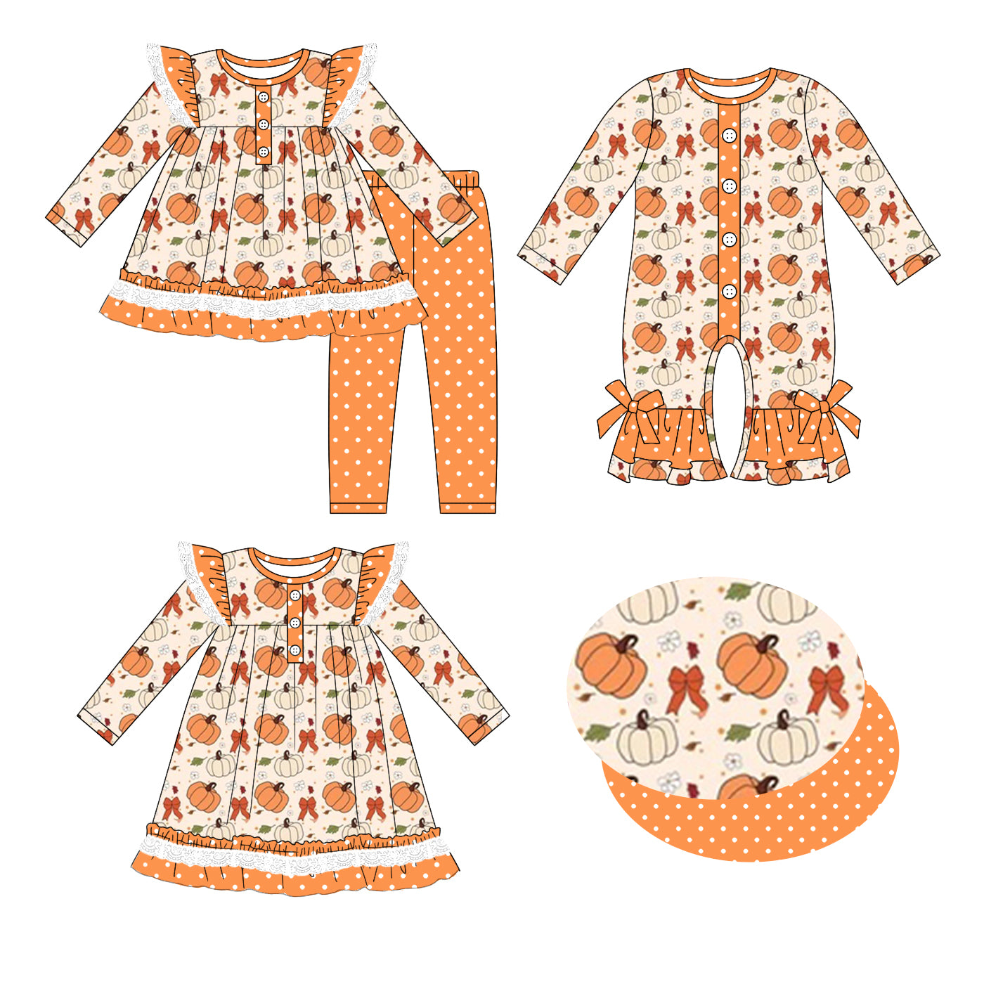 Custom match pumpkin baby girls clothes D 6.7