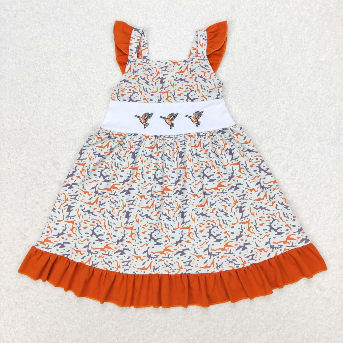Match Baby Girls Embroidery Camo Ducks Sibling Dresses Rompers Clothes Sets D 7.21