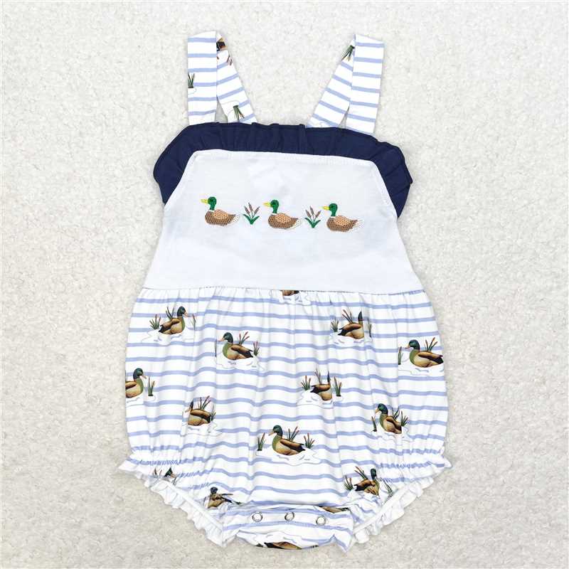Match Baby Girls Ducks Straps Tunic Sibling Rompers Clothes Sets