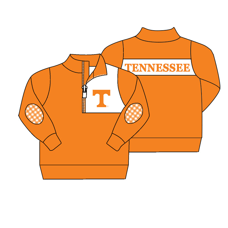 MOQ 5 Custom Baby Boys TENNESSEE Checked Zipper Team Pullover Jackets Tops D 827