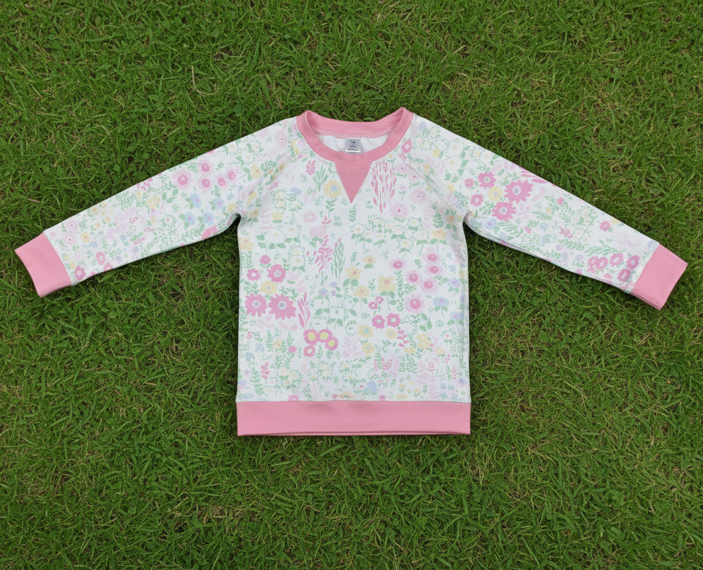 pink flower pullover shirt