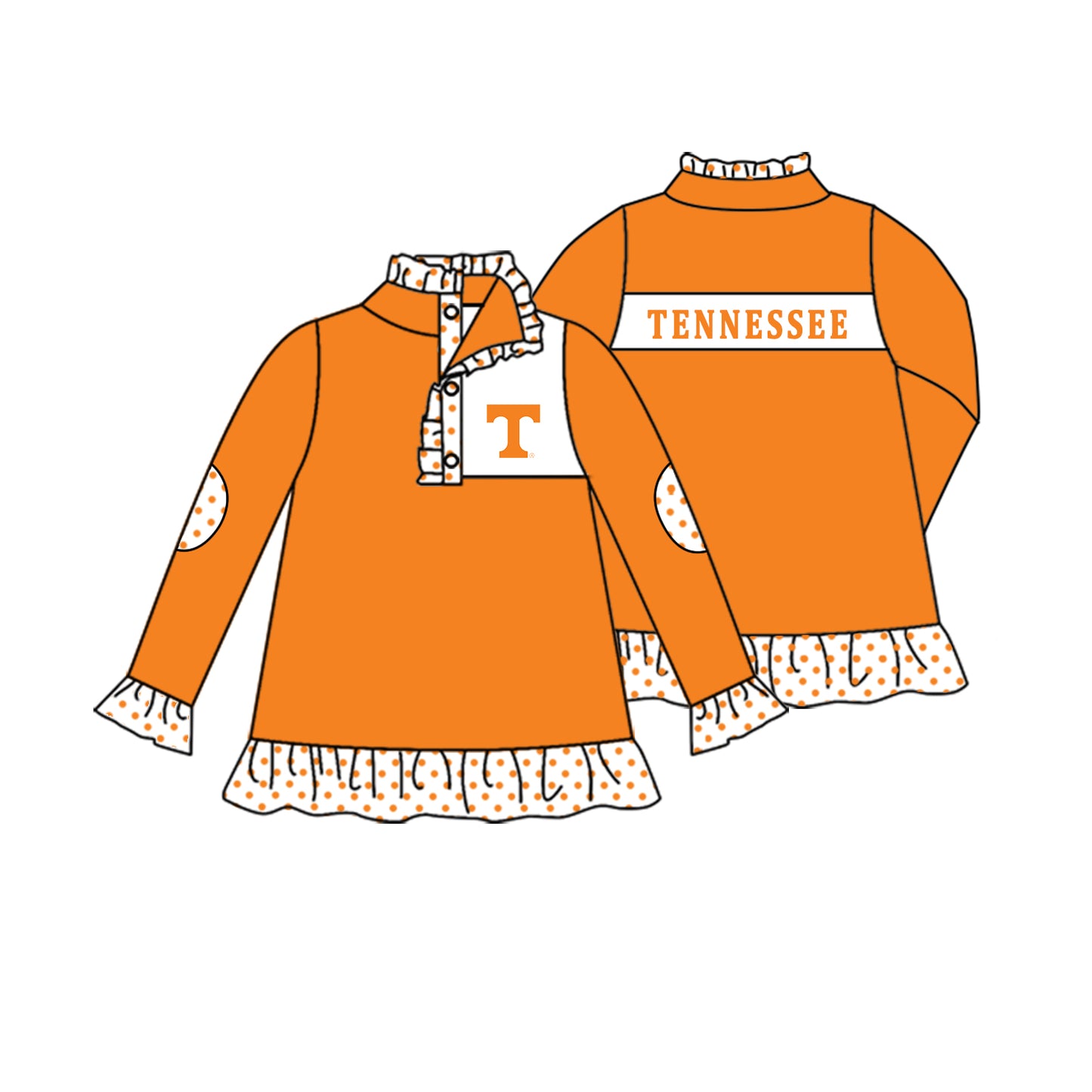 MOQ 5 Custom Baby Girls TENNESSEE Checked Zipper Team Pullover Jackets Tops D 828