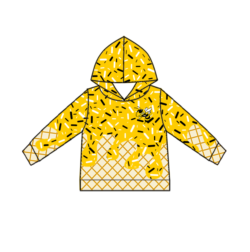 Custom Baby Kids Hornets Team Zip Hooded Pullovers Tops D 819