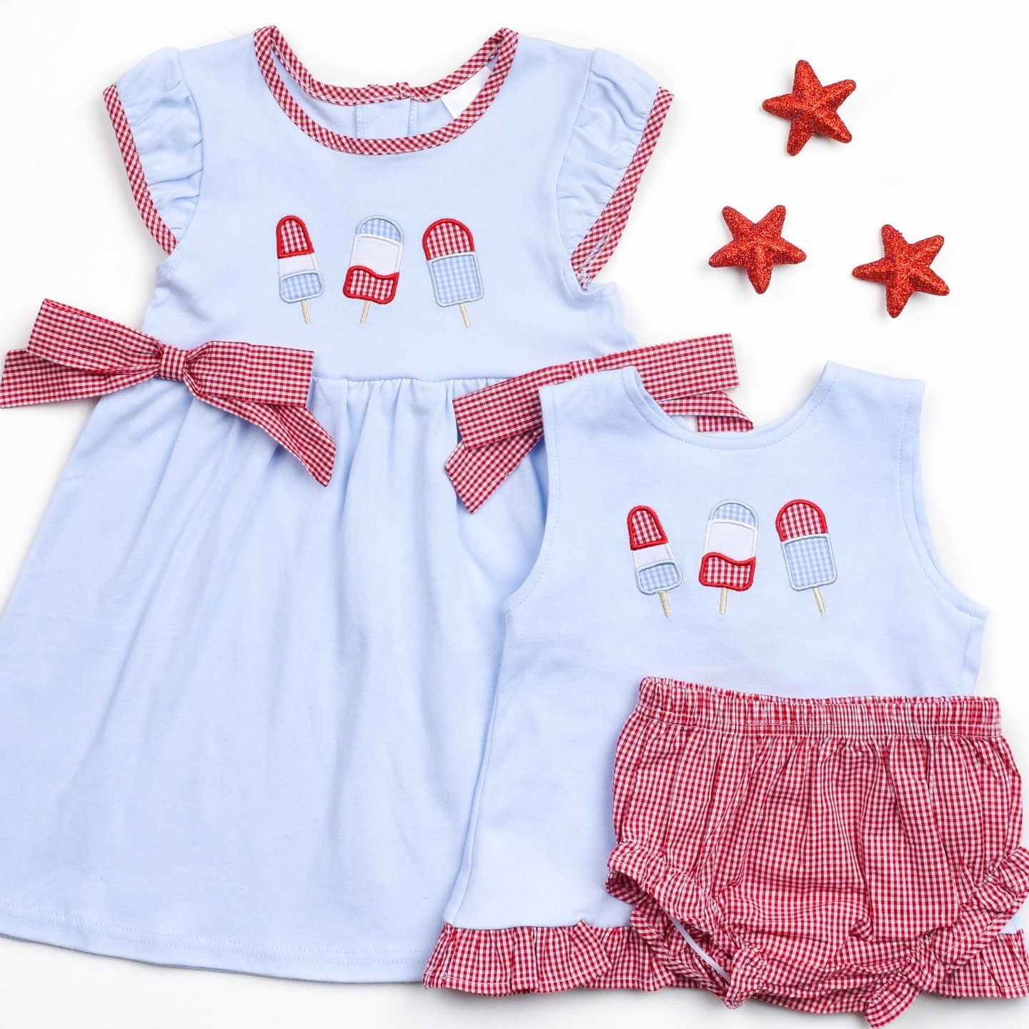 presale GBO0362 Ice cream light blue short-sleeved red and white plaid briefs suit