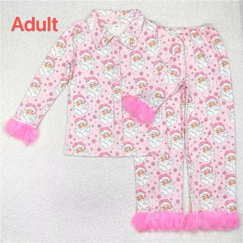 Mommy And Me Christmas Pink Santas Fur Shirt Pants Pajamas D 920