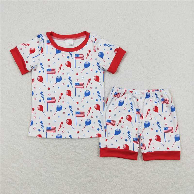 Match Boys Baby Girls 4th Of July Flags Balloons Kids Outfits Sets D 5.20