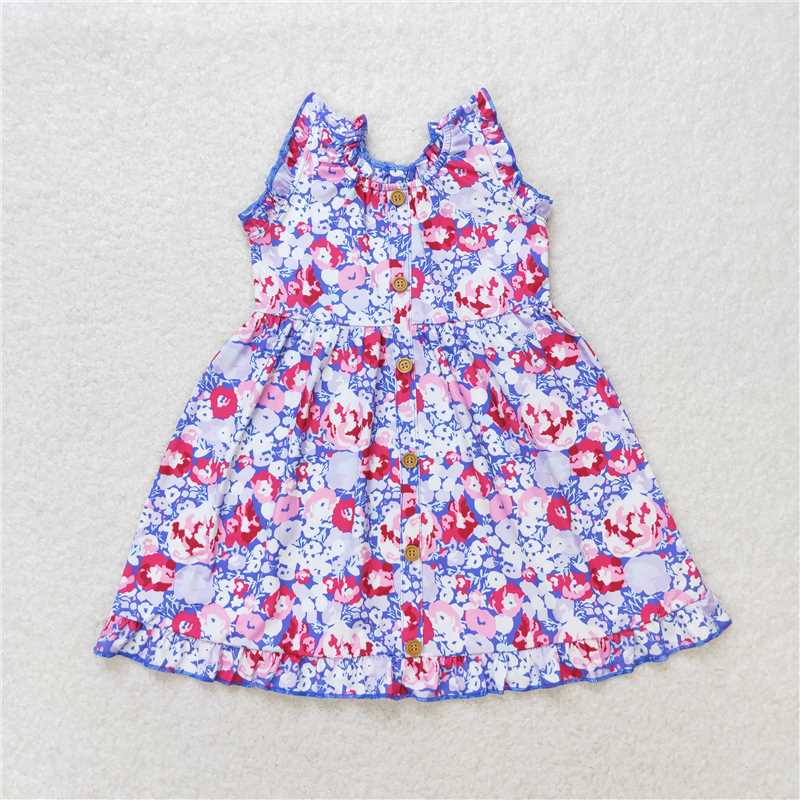 Match Baby Girls Purple Flowers Pockets Sibling Sister Dresses Clothes Sets