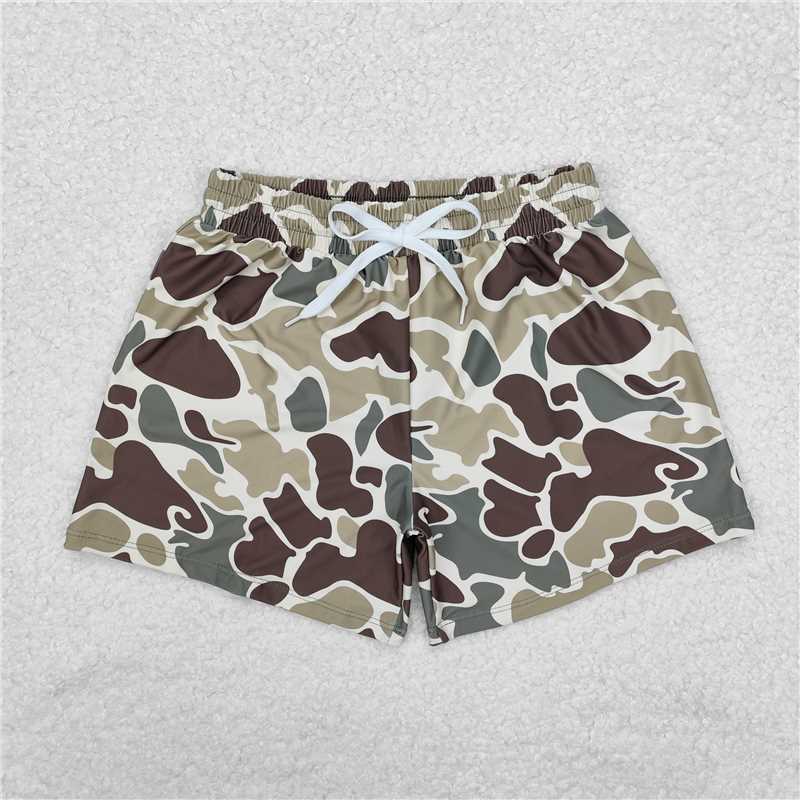 Match Family Baby Girls Green Camouflage Boys Trunks Swimsuits