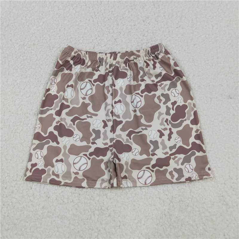 Sibling Baby Boys Khaki Camo Baseballs Pockets Team Legging Pants Shorts Bottom D 1121