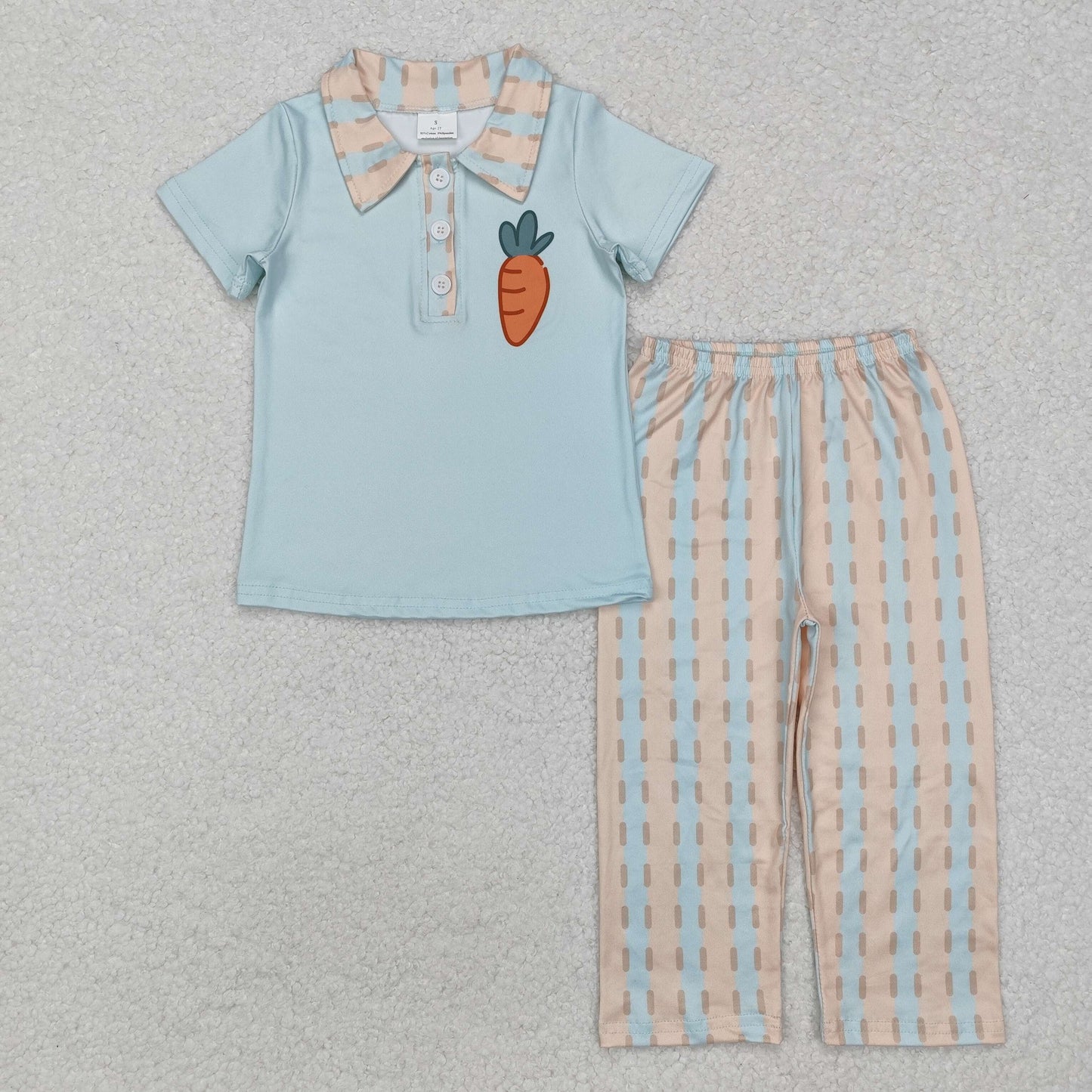 carrot polo t-shirt pants set boy easter clothes
