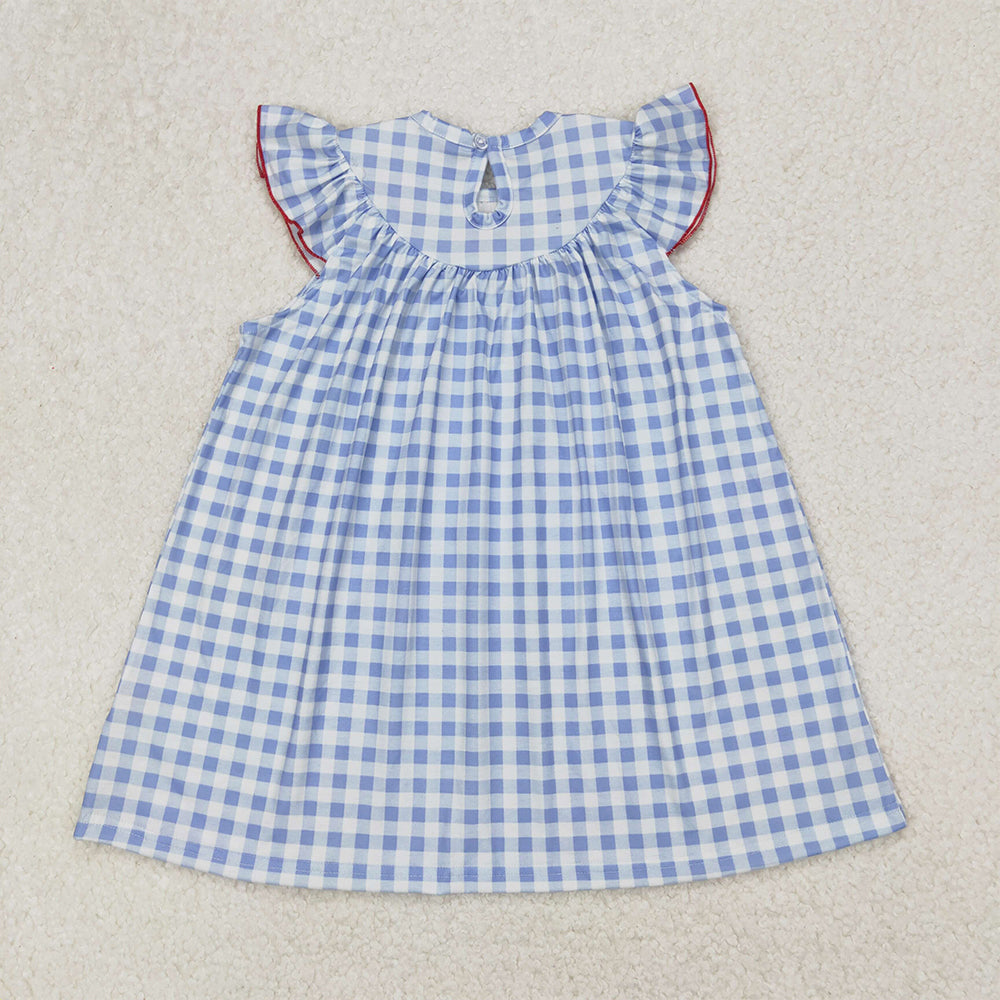 GSD1817 Smocked Baby Girls 4th Of July Flags Knee Length Dresses D 3.24