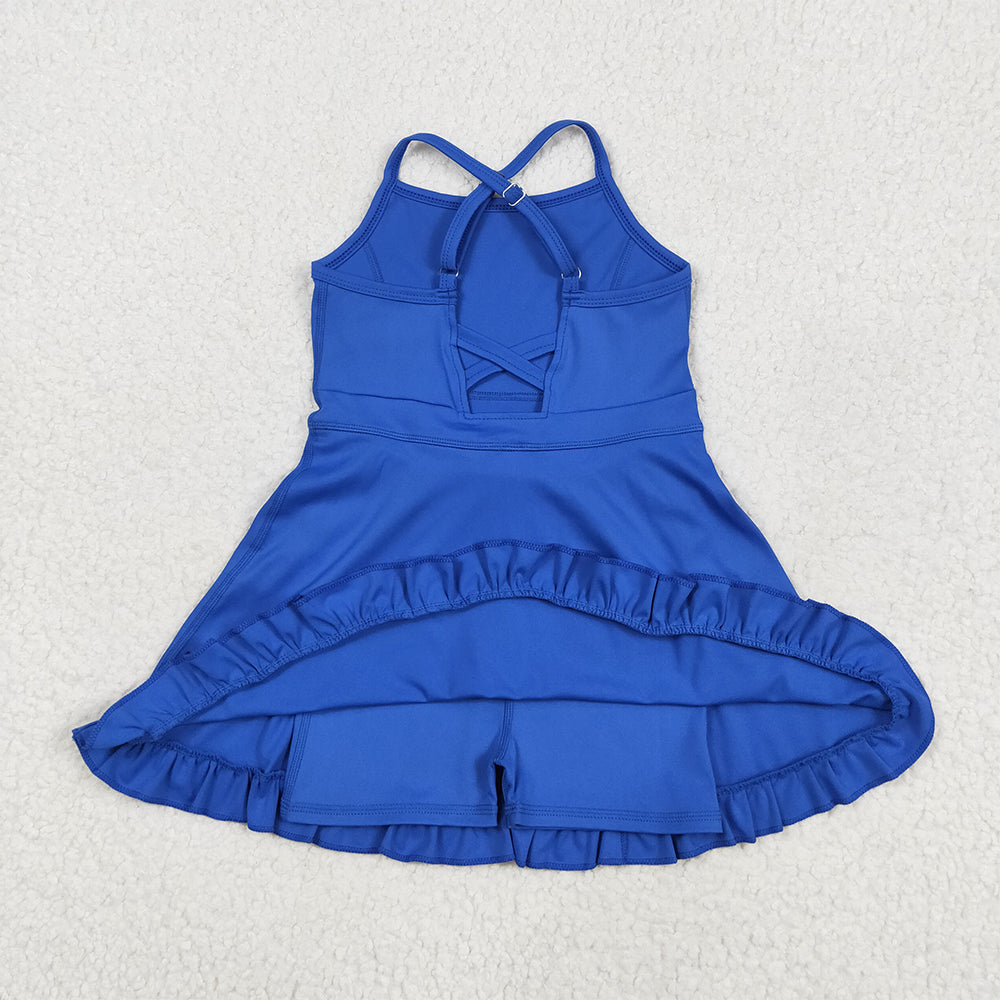 S0551 Baby Girls Royal Blue Knit Knee Length Active Wear Athletic Dresses D 6.2