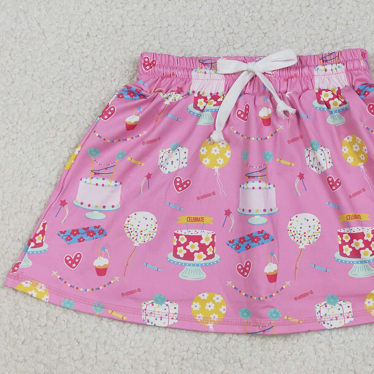 Baby Girls' Birthday Cake Heart Pattern Yoga Skirt Shorts Active Bottoms for Little Girls