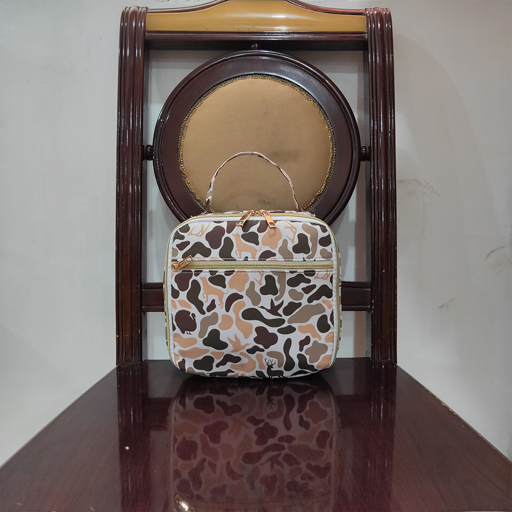 BA0305 Green Deer Western Camo Print Zipper Lunch Bags D 7.5
