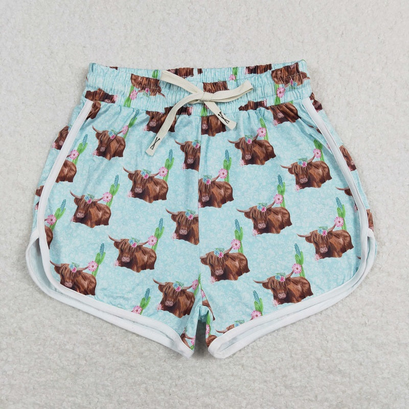 SS0128 Adult Alpine Bull Cactus Light Blue Shorts