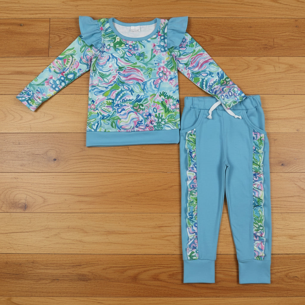 blue lilly jogger set girl outfit
