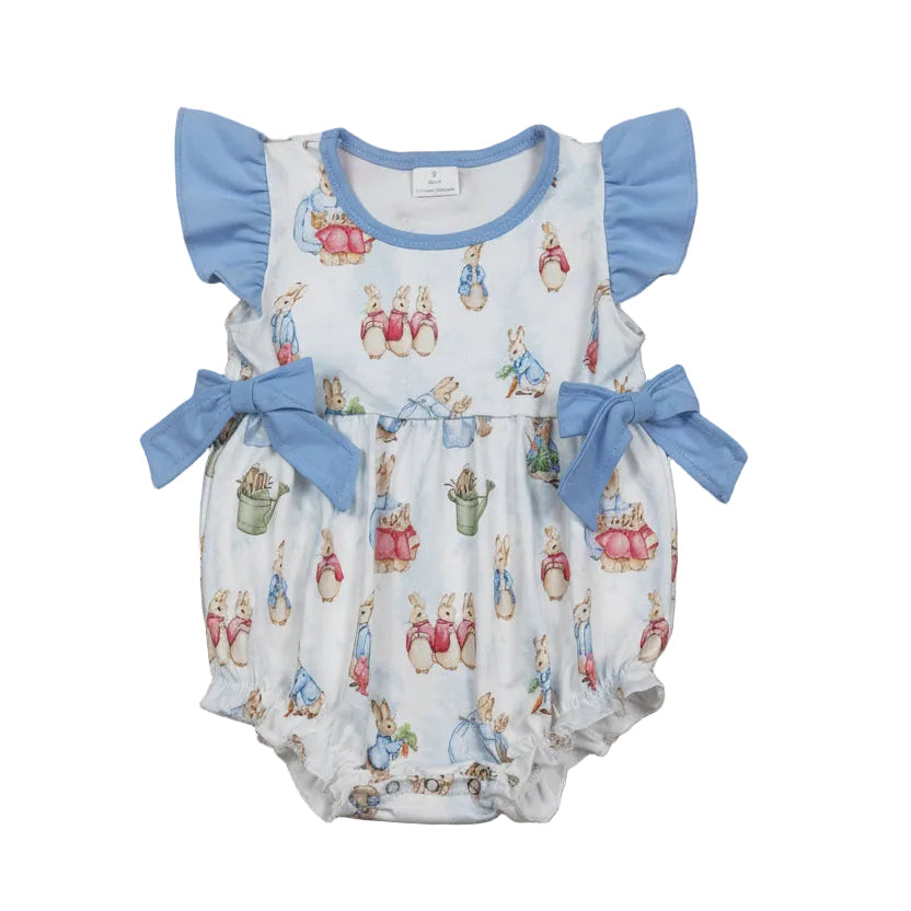 blue flutter sleeve peter rabbit bubble