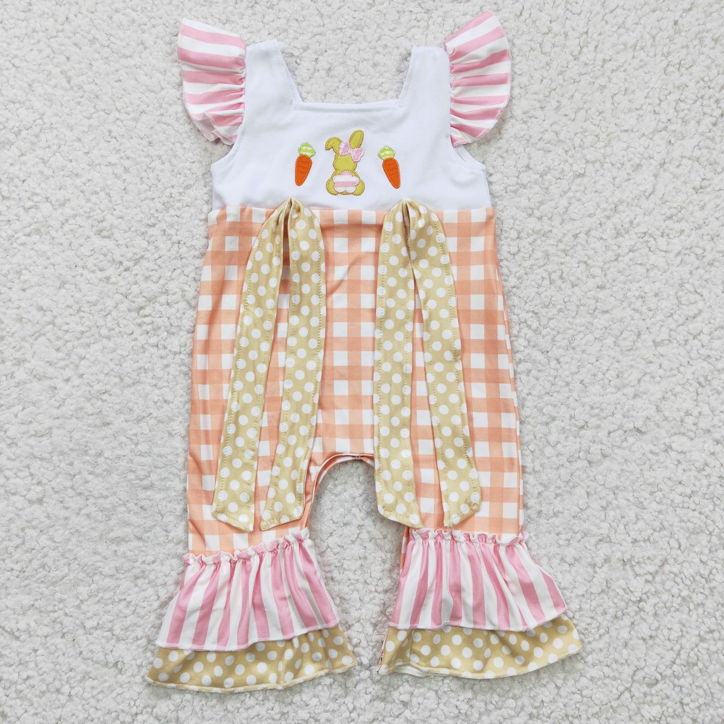 baby girl easter embroidery ruffle romper