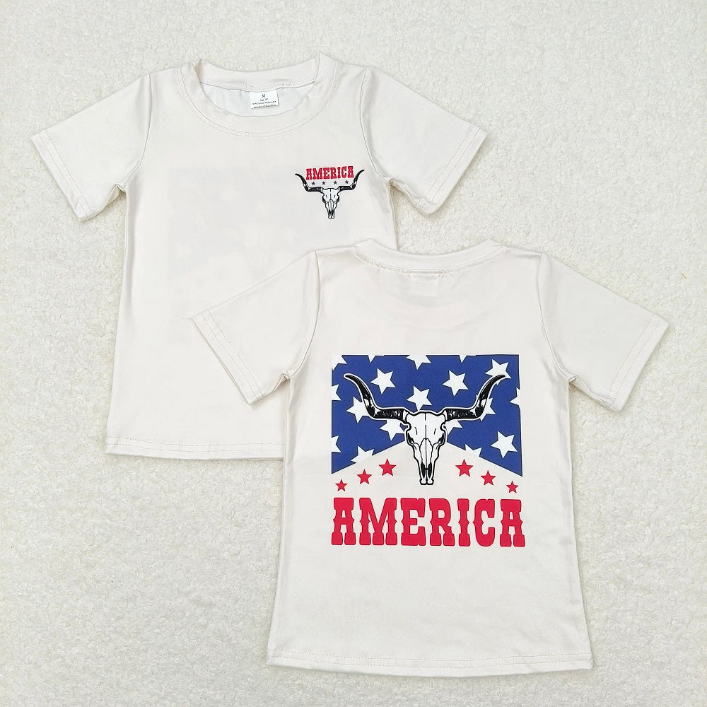 Match Baby Boys Cow 4th Of July Short Sleeve Sibling Brother Rompers Tee Tops