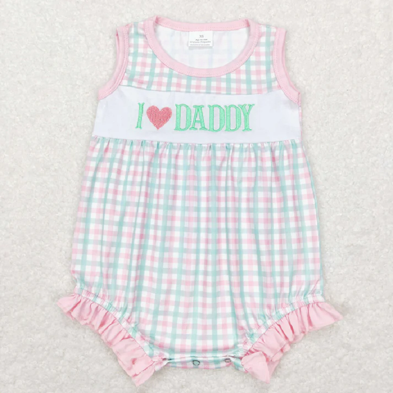 Match Baby Kids I Love Dad Flowers Leopard Ruffle Summer Rompers D 5.22