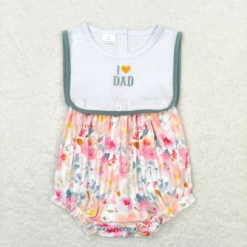 Match Baby Kids I Love Dad Flowers Leopard Ruffle Summer Rompers D 5.22