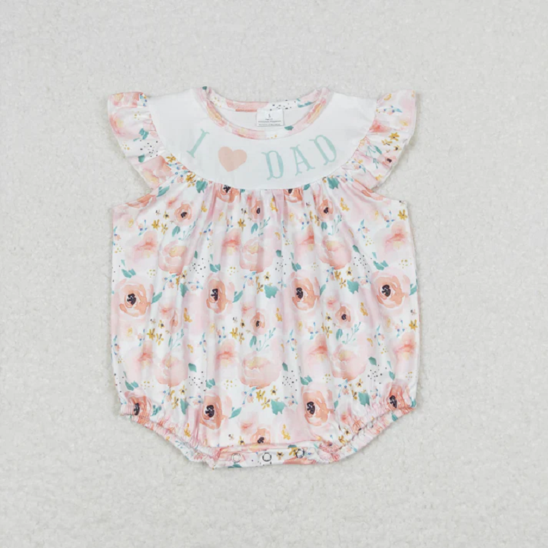 Match Baby Kids I Love Dad Flowers Leopard Ruffle Summer Rompers D 5.22