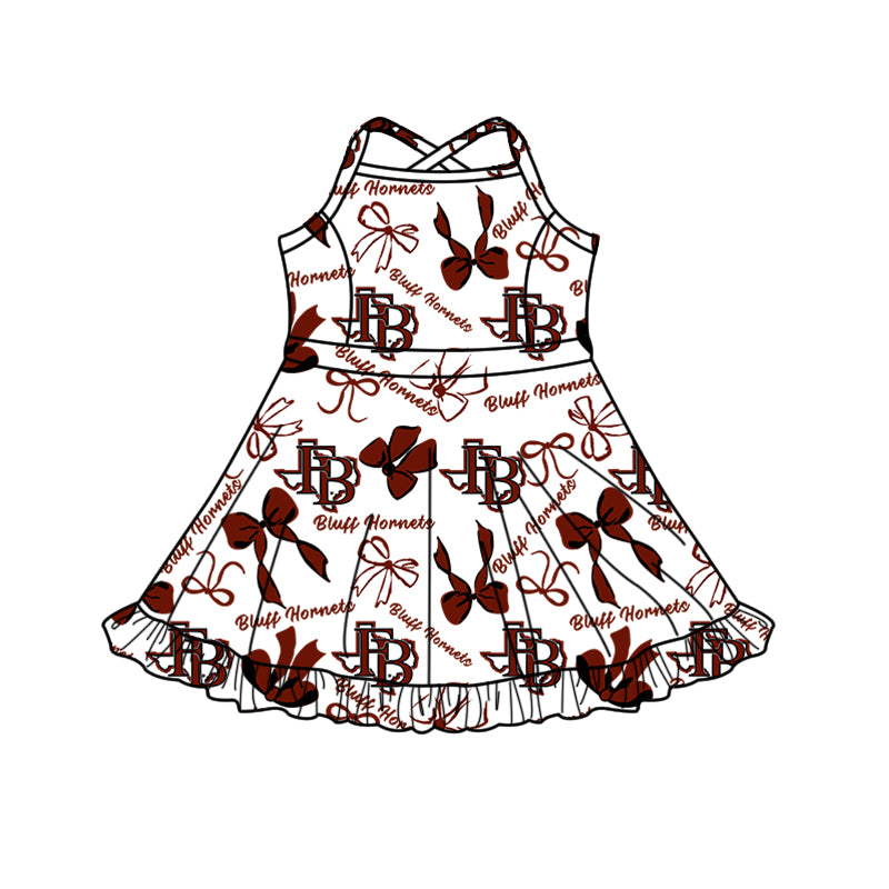 Custom Baby Girls Bluff Hornets team dress D 818