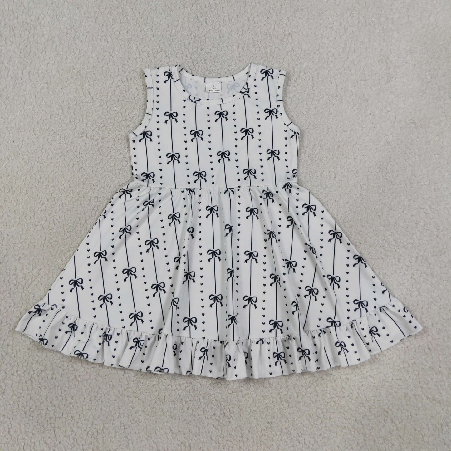 sleeveless black bow twirl dress summer kids dresses