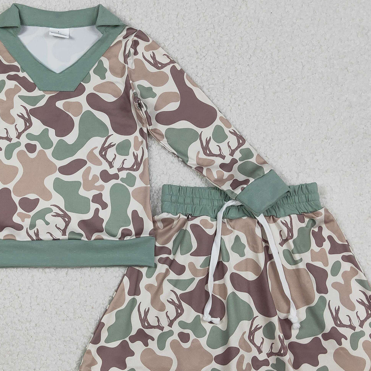 Baby Girls Camo Print Southern Hunting Deer Long Sleeve Top with Skirt And Shorts Outfit Set