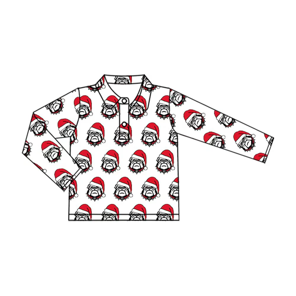 Custom Baby Kids Bulldogs Team Christmas Buttons Pullovers Tops D 8.13