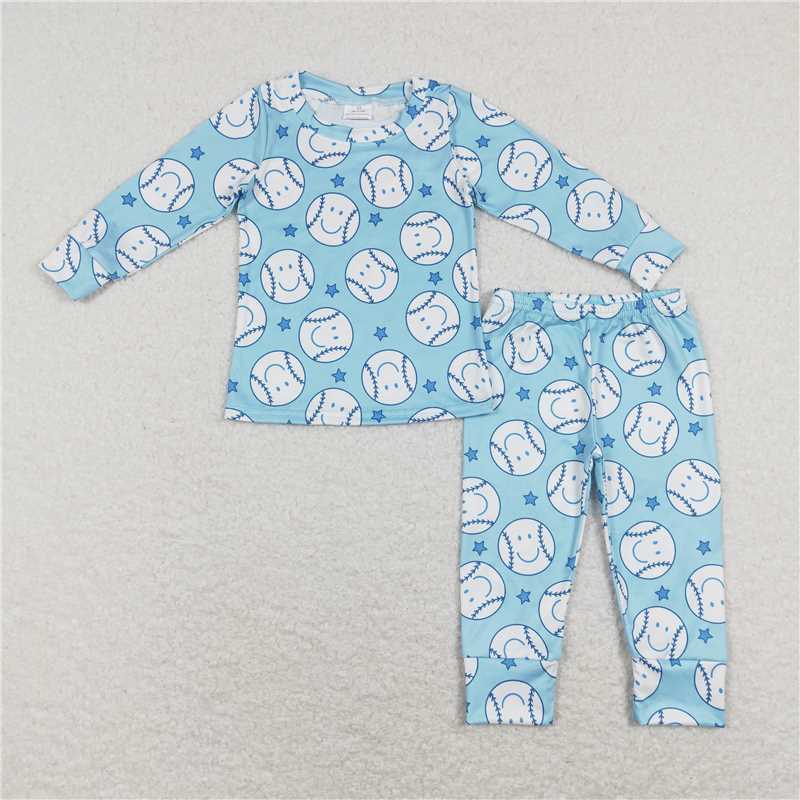 Match Baby Boys Blue Baseball Shirt Pants Pajamas Clothes Sets Romper D 3.27