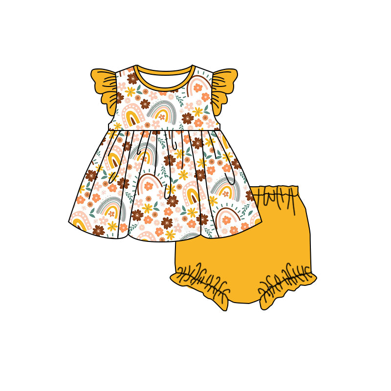 preorder GBO0327 Rainbow flower orange flying sleeve briefs set