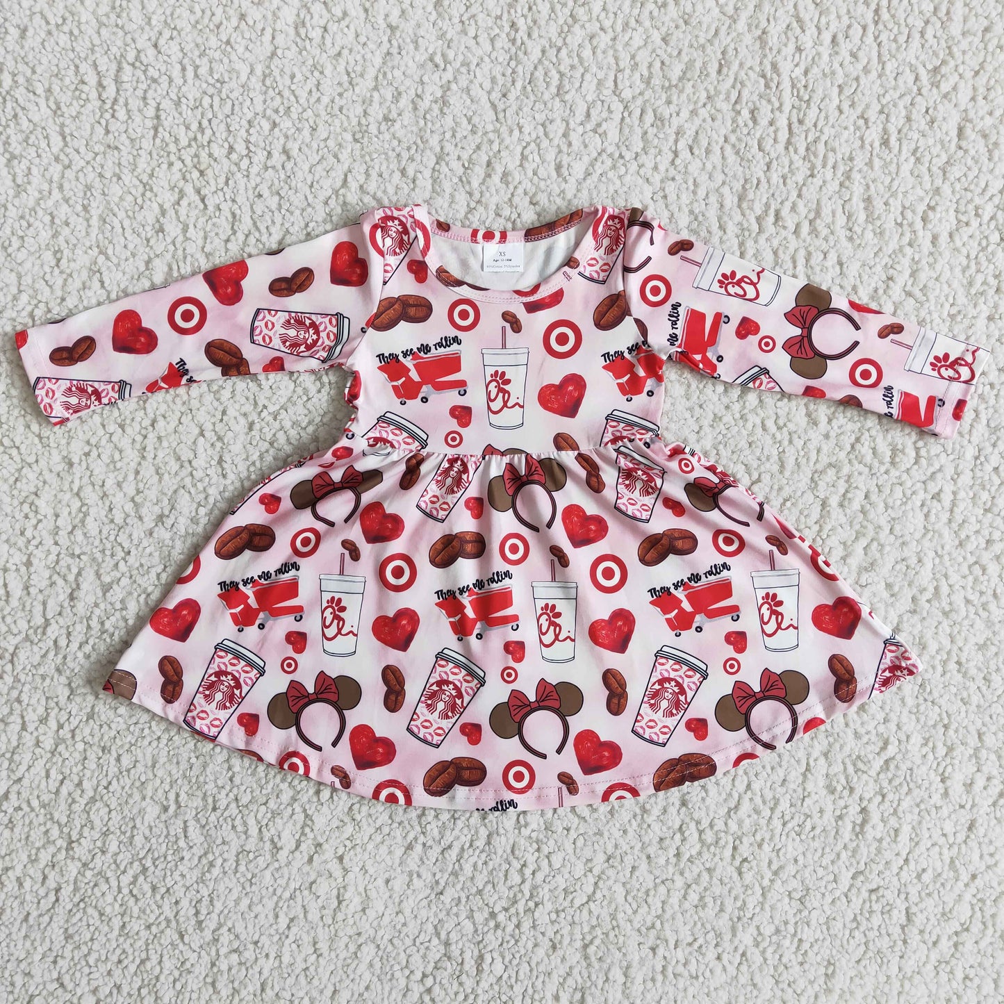 long sleeve target heart print dress for valentines 6 B5-14