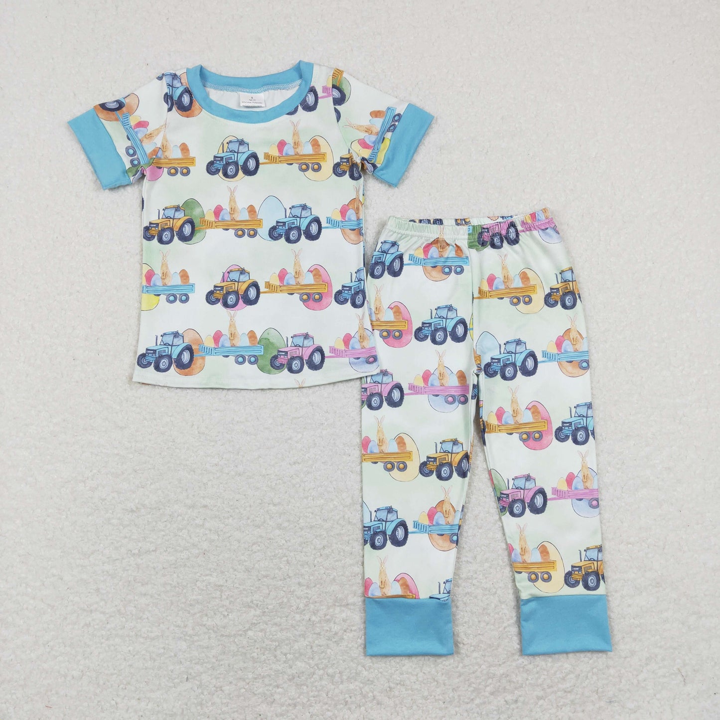 boy 2pc blue easter egg truck pajama set