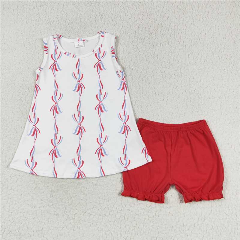 Match Baby Girls 4th Of July Bows Sibling Rompers Dresses Clothes Sets