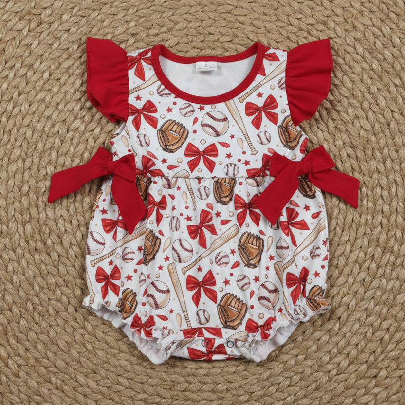 red flutter sleeve baseball bubble
