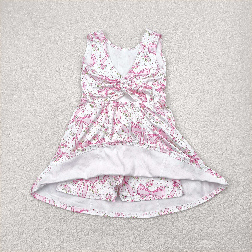 GSD2199 Baby Girls Pink Bows Yoga Skort Knee Length Dresses D 4.12