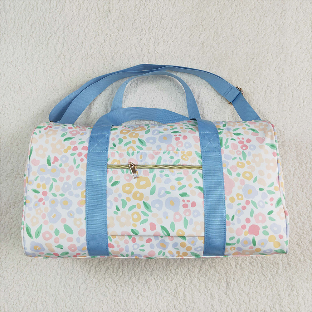 BA0292 Blue Ruffle Colorful Leopard Print Gym Duffle Bags D 4.19