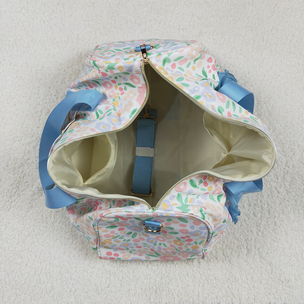 BA0292 Blue Ruffle Colorful Leopard Print Gym Duffle Bags D 4.19