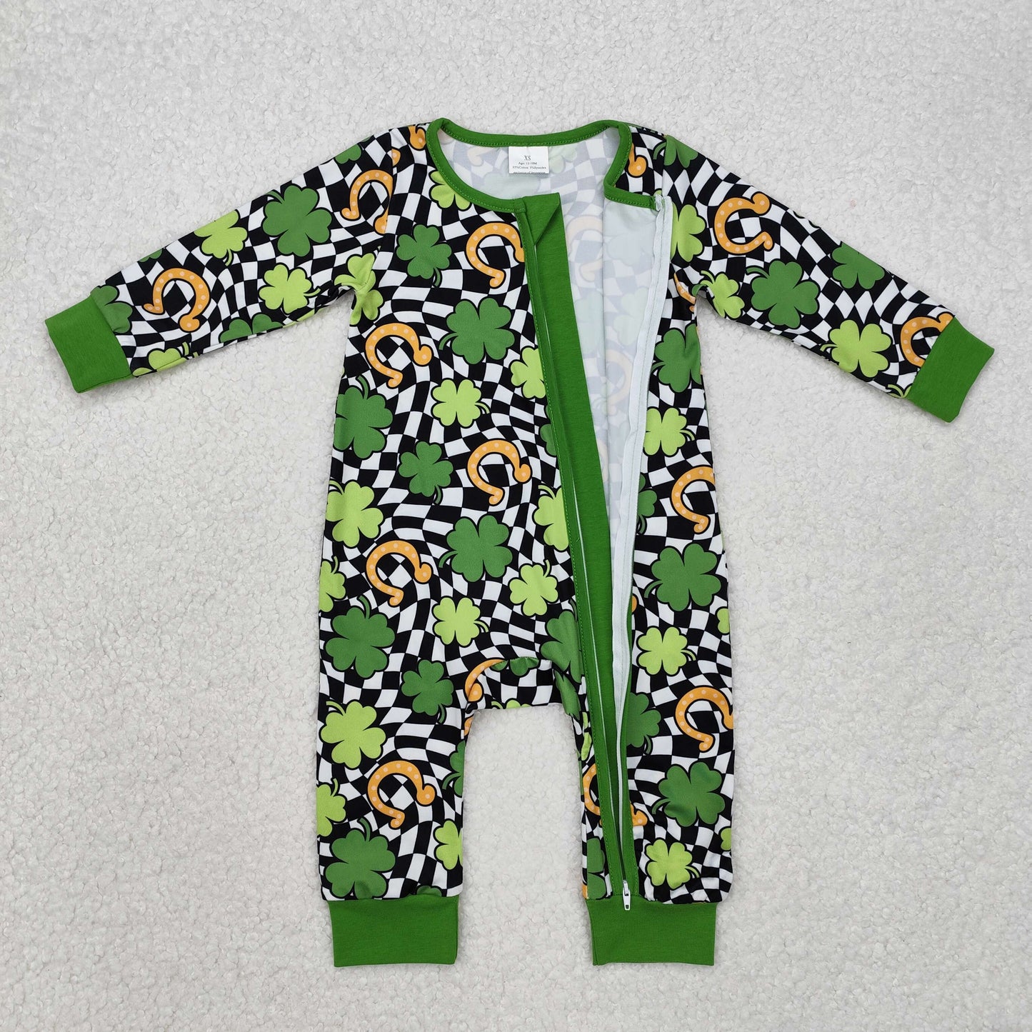 shamrocks print baby boy st patrick sleeper