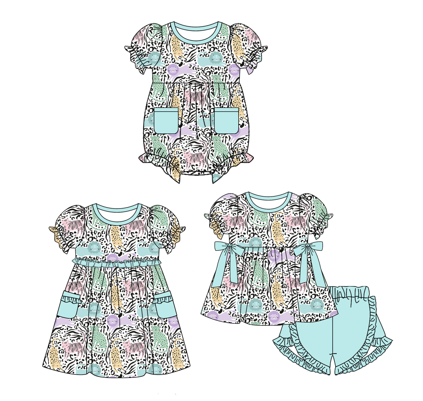 Custom match baby girls flowers dress set D 3.25