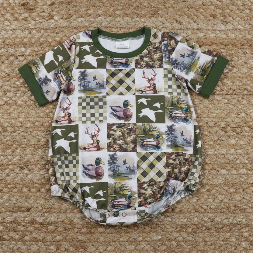 SR3837 camo duck deer hunting bubble romper baby clothes