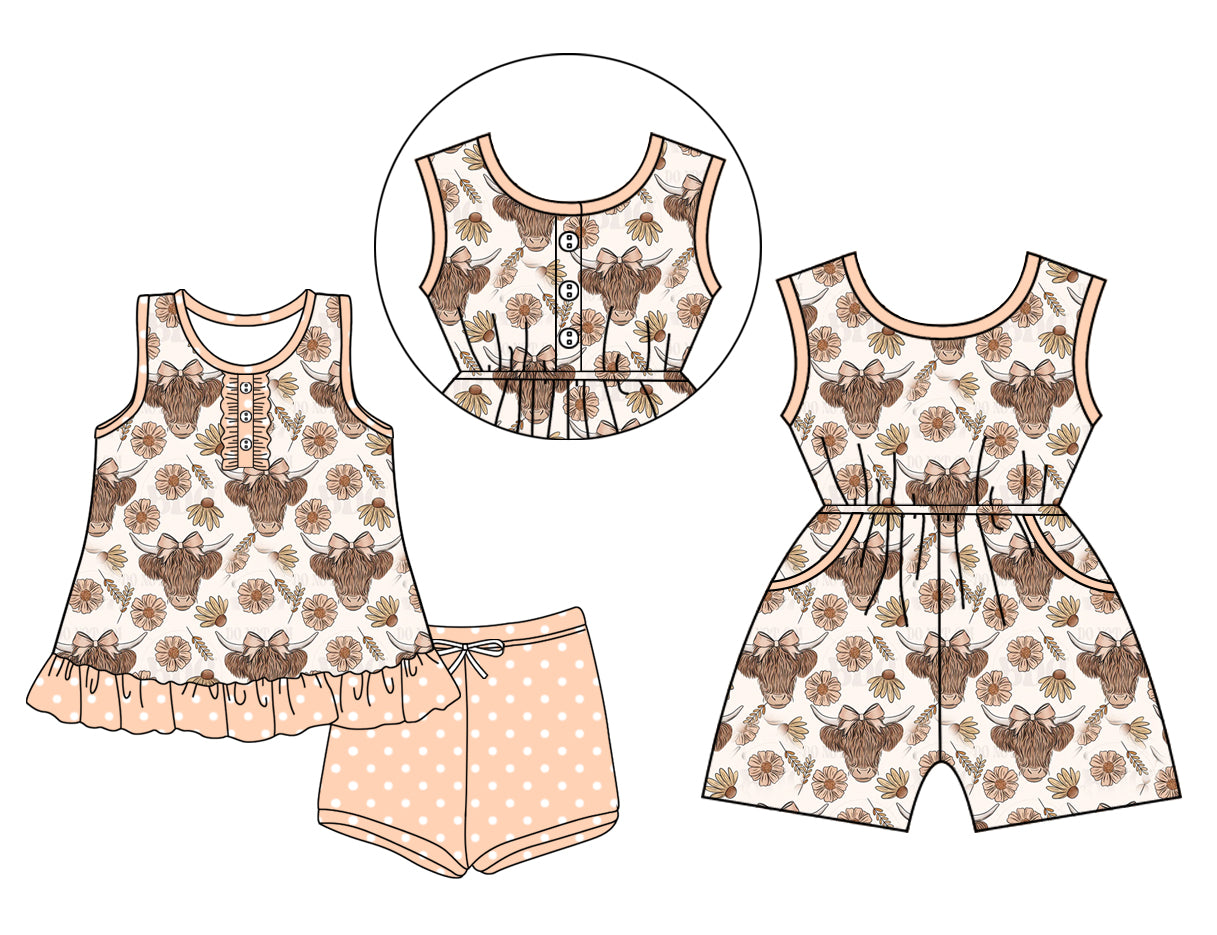Custom baby girls western cow rompers set D 3.25
